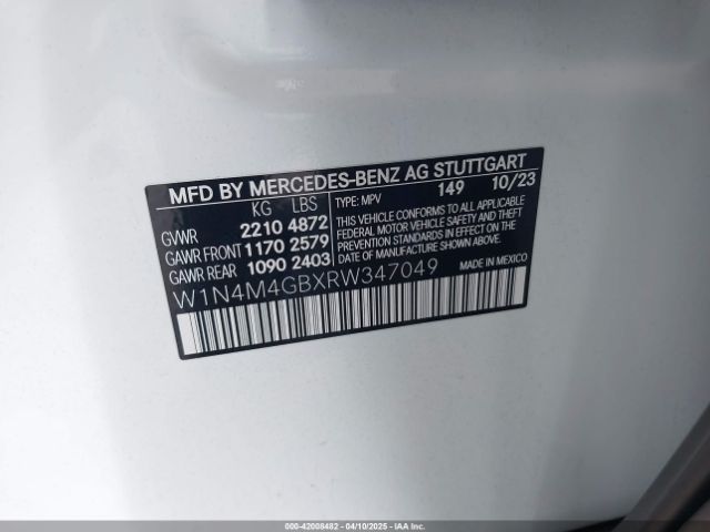 W1N4M4GBXRW347049 Mercedes-Benz GLB 250