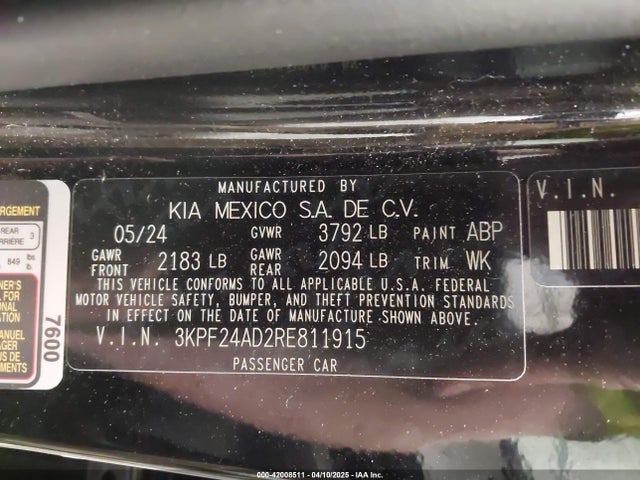 3KPF24AD2RE811915 KIA mpi nu