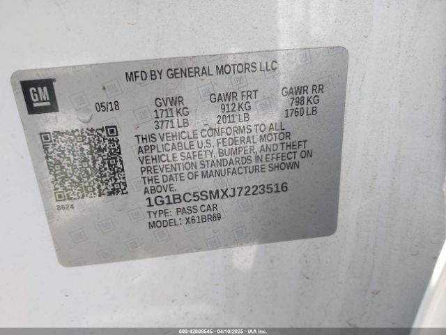 1G1BC5SMXJ7223516 Chevrolet le2 -di: direct injection, vvt: variable valve timing, gen, alum