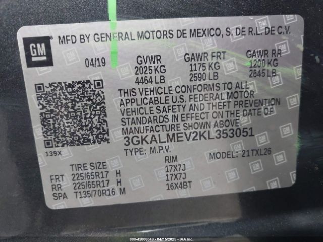 3GKALMEV2KL353051 GMC Terrain Sle