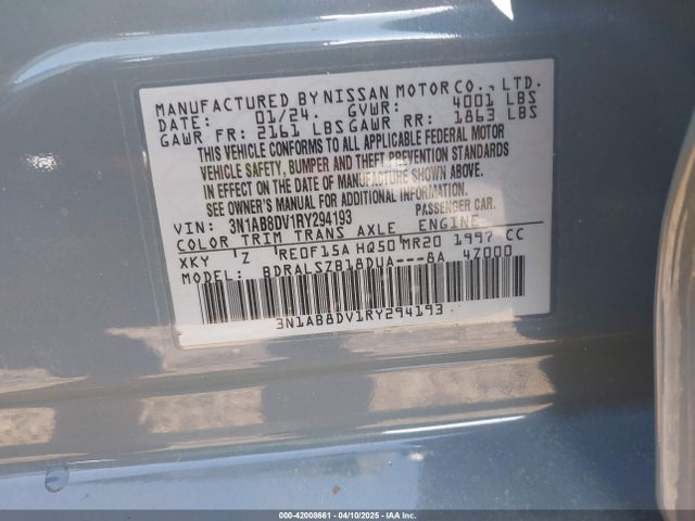 3N1AB8DV1RY294193 Nissan Sentra Sr Xtronic Cvt