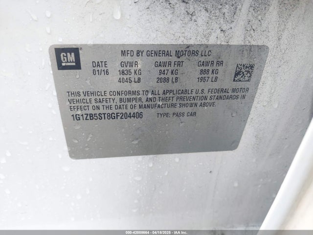 1G1ZB5ST8GF204406 Chevrolet MALIBU LS