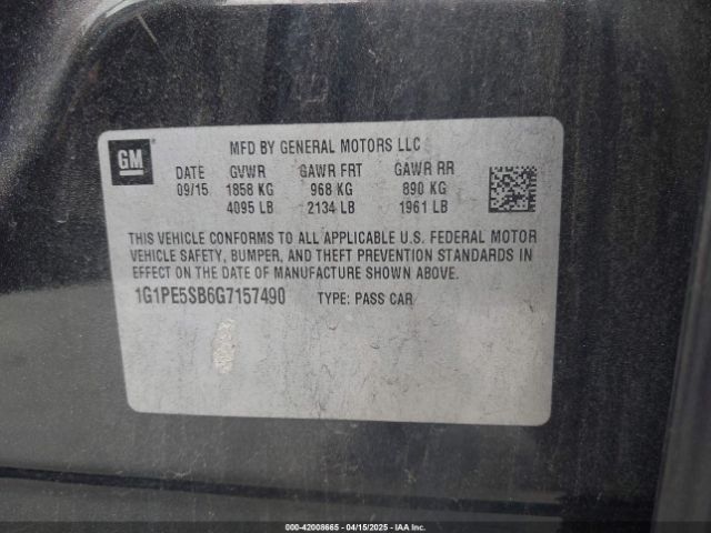 1G1PE5SB6G7157490 Chevrolet Cruze Limited 1lt Auto
