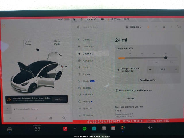 5YJ3E1EA6MF867643 Tesla MODEL 3