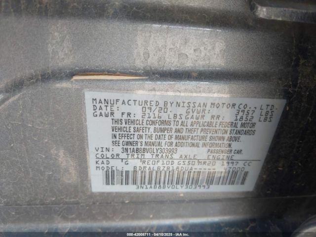 3N1AB8BV0LY303993 Nissan Sentra S Xtronic Cvt
