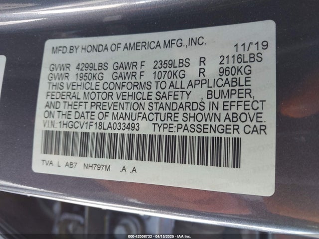 1HGCV1F18LA033493 Honda ACCORD LX