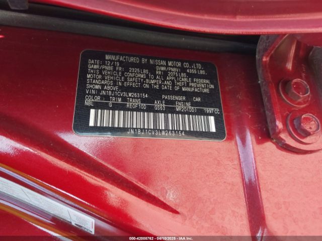 JN1BJ1CV3LW263154 Nissan Rogue Sport Sv Fwd Xtronic Cvt