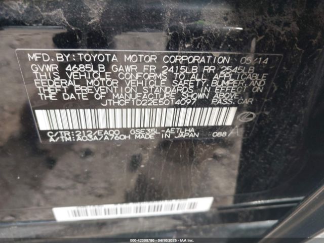 JTHCF1D22E5014097 Lexus IS 250