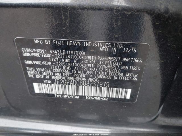 JF2GPADC6G8237979 Subaru Crosstrek 2.0i Premium