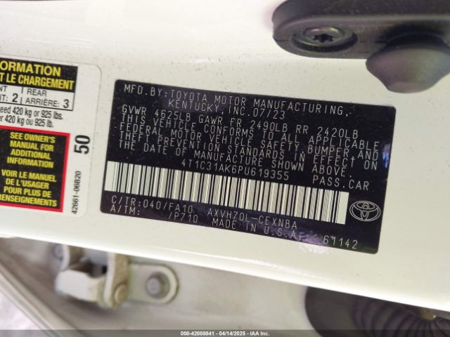 4T1C31AK6PU619355 Toyota Camry Le Hybrid