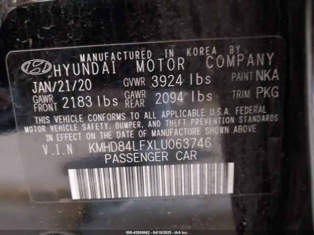 2020 HYUNDAI ELANTRA KMHD84LFXLU063746 Photo 8