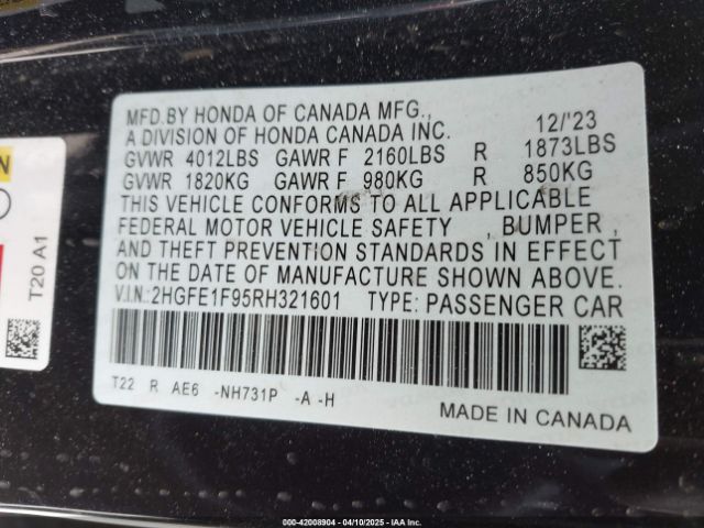 2024 HONDA CIVIC 2HGFE1F95RH321601 Photo 8