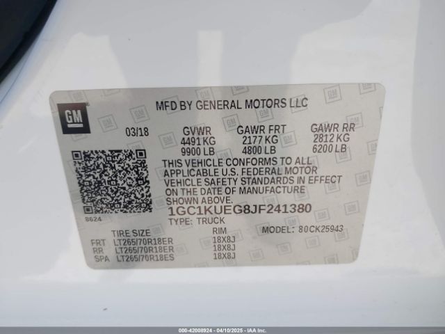 1GC1KUEG8JF241380 Chevrolet Silverado 2500hd Wt