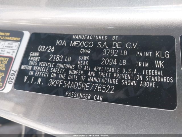 3KPF54AD5RE776522 KIA Forte Gt-line