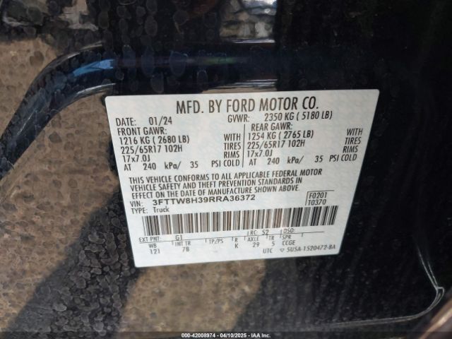 3FTTW8H39RRA36372 Ford Maverick Xlt
