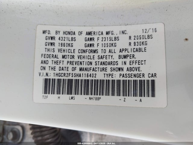 1HGCR2F55HA116402 Honda Accord Sport