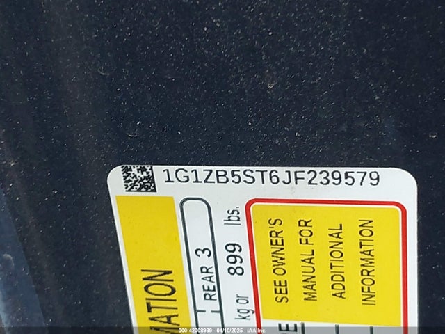 1G1ZB5ST6JF239579 Chevrolet Malibu 1ls