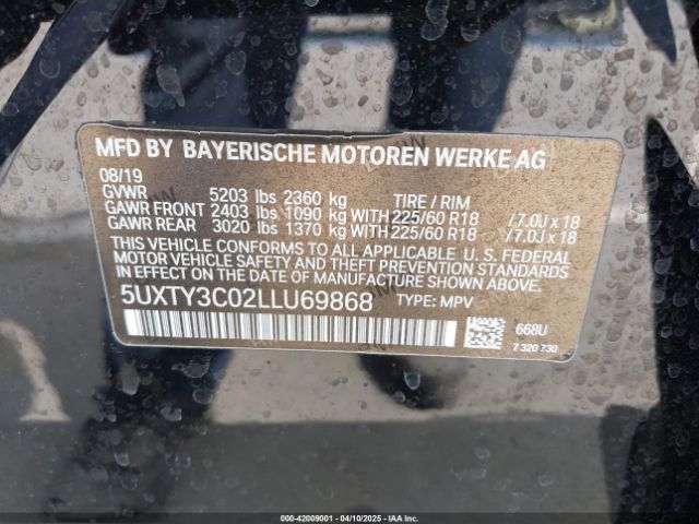 5UXTY3C02LLU69868 BMW X3 Sdrive30i