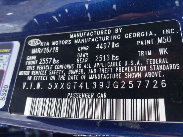 5XXGT4L39JG257726 KIA Optima S