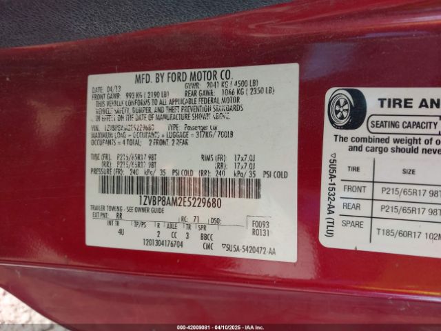 1ZVBP8AM2E5229680 Ford Mustang V6 Premium