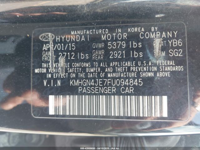 KMHGN4JE7FU094845 Hyundai Genesis 3.8