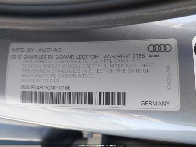 WAUFGAFC3GN010108 Audi A6 3.0t Premium Plus