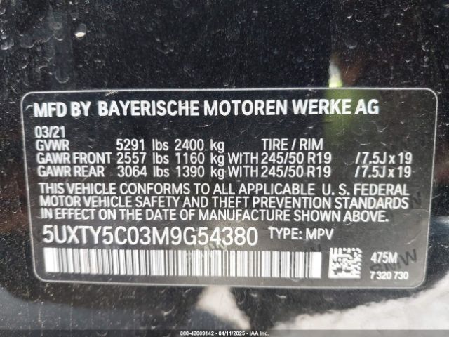 5UXTY5C03M9G54380 BMW X3 Xdrive30i