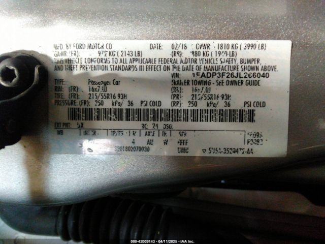 2018 FORD FOCUS 1FADP3F26JL266040 Photo 8