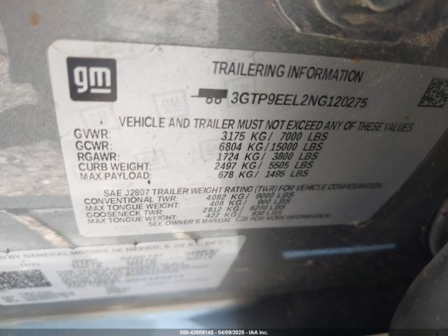 3GTP9EEL2NG120275 GMC SIERRA 1500 LIMITED
