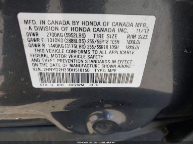 2013 ACURA MDX 2HNYD2H33DH518150 Photo 8