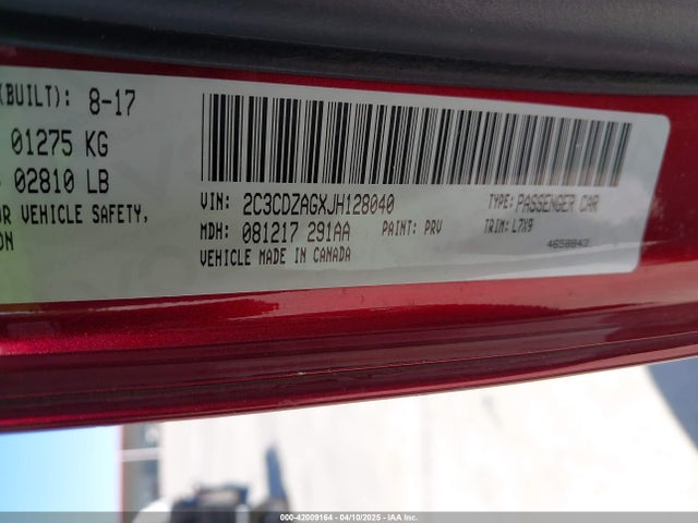 Dodge 2018 2018 2C3CDZAGXJH128040 Image 9