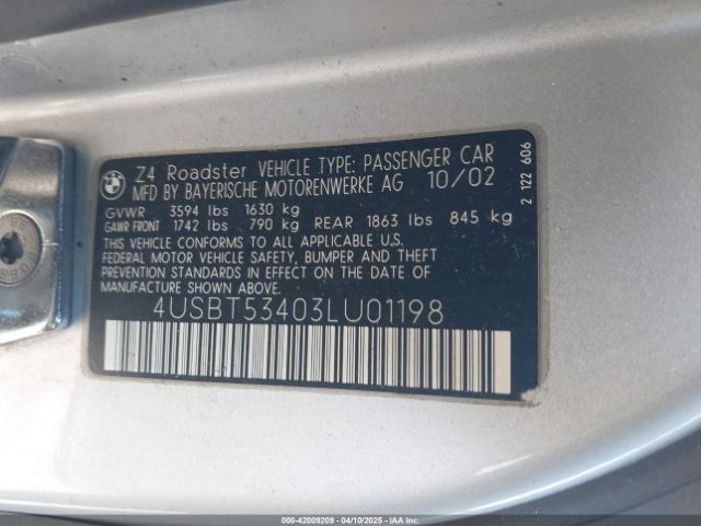 2003 BMW Z4 4USBT53403LU01198 Photo 8