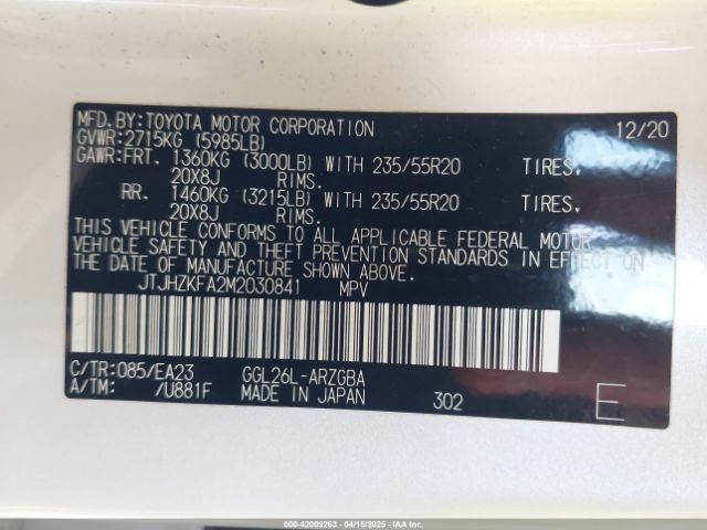 JTJHZKFA2M2030841 Lexus Rx 350l