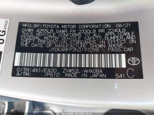 JTDKAMFP3N3197298 Toyota Prius Prime Xle