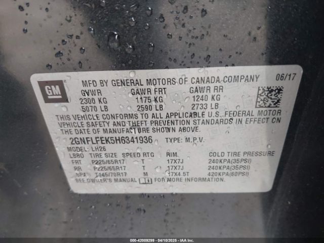 2GNFLFEK5H6341936 Chevrolet EQUINOX LT