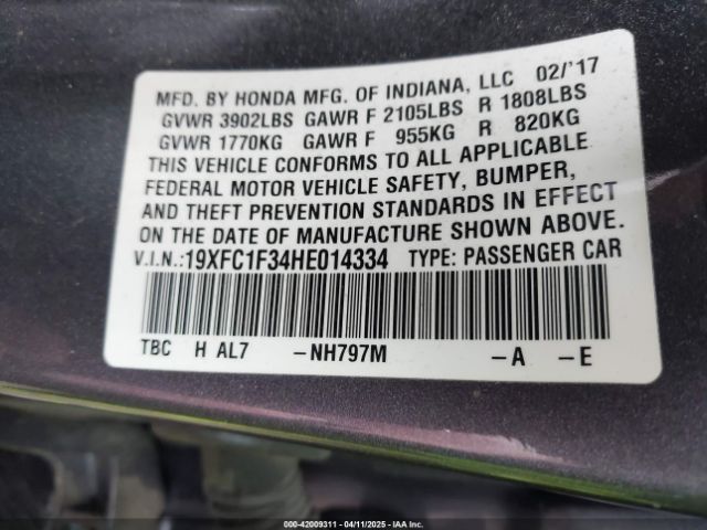 19XFC1F34HE014334 Honda Civic Ex-t