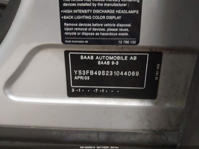 2003 SAAB 9-3 YS3FB49S231044069 Photo 8