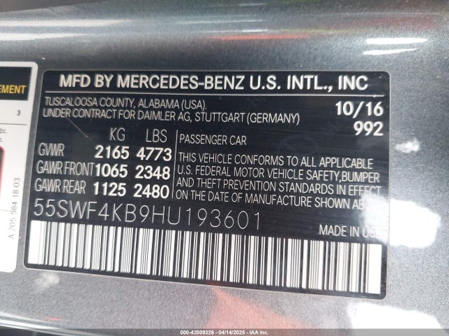 55SWF4KB9HU193601 Mercedes-Benz C 300 4matic/luxury 4matic/sport 4matic