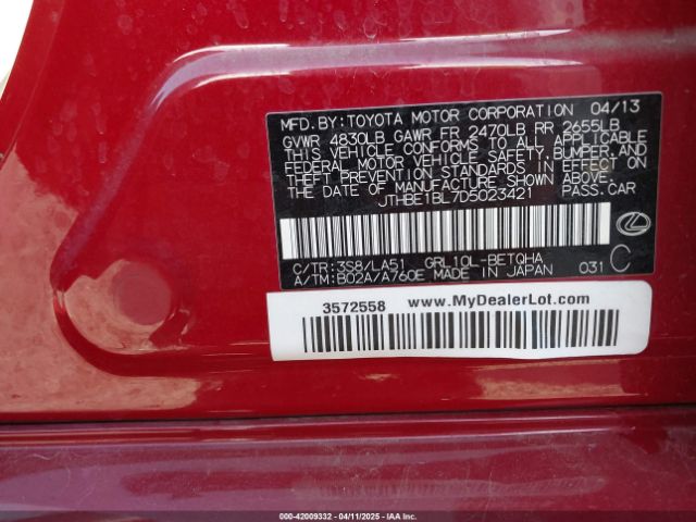 2013 LEXUS GS 350 JTHBE1BL7D5023421 Photo 8