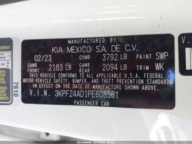 3KPF24AD1PE608561 KIA mpi nu
