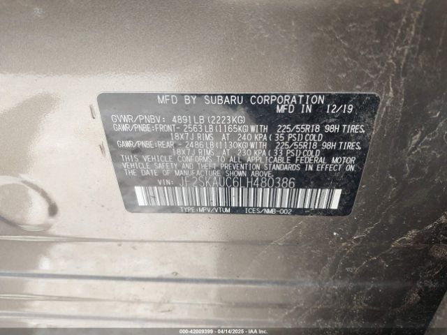 JF2SKAUC6LH480386 Subaru Forester Limited