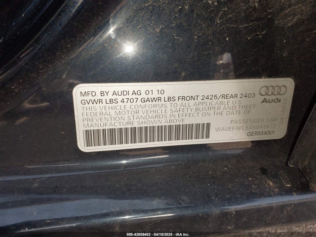2010 AUDI A4 WAUEFAFL5AN045612 Photo 8