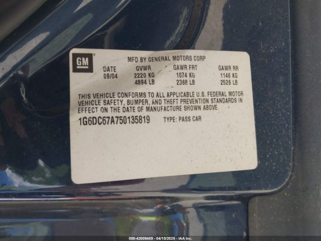2005 CADILLAC STS 1G6DC67A750135819 Photo 8