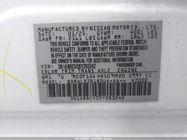 3N1AB8CV0SY283242 Nissan SENTRA SV