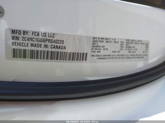 2C4RC1GG6PR540220 Chrysler Pacifica Limited
