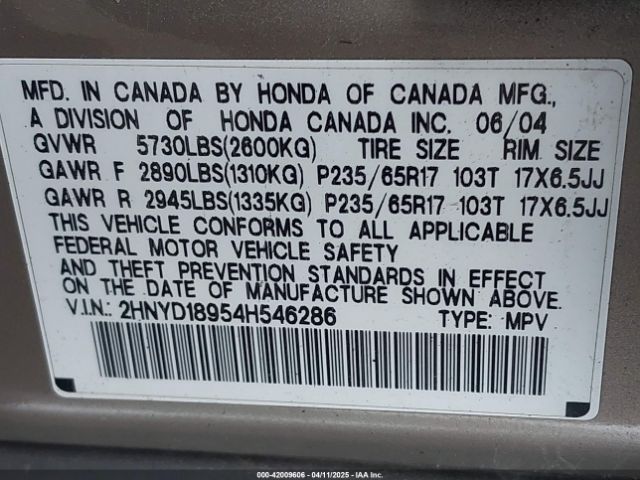 2004 ACURA MDX 2HNYD18954H546286 Photo 8