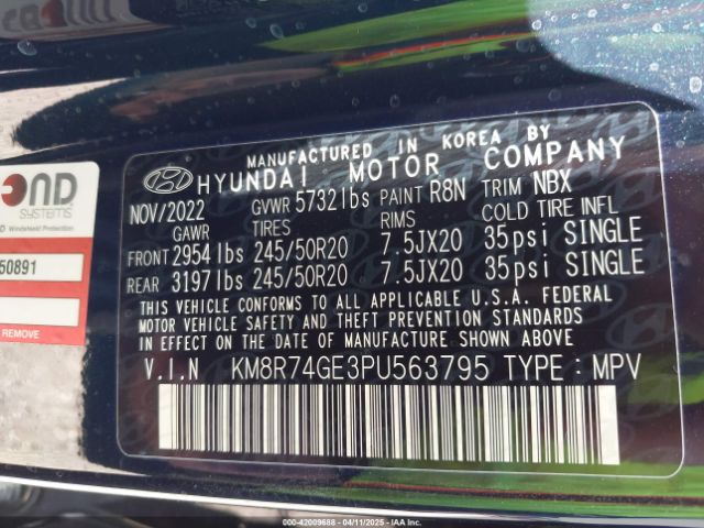 KM8R74GE3PU563795 Hyundai Palisade Calligraphy