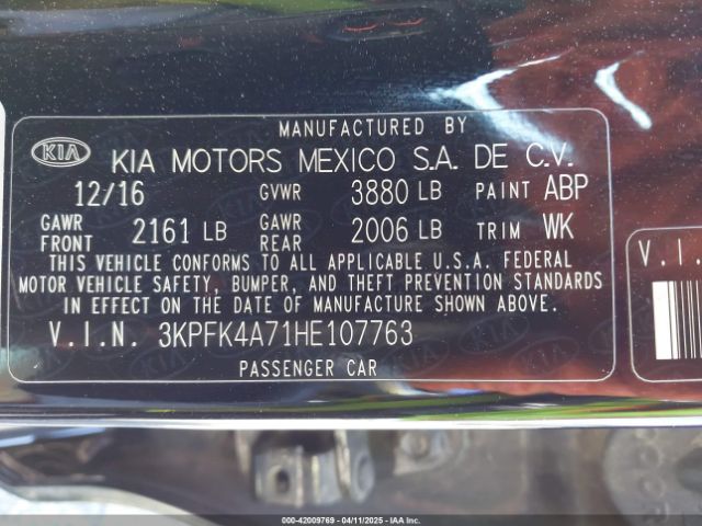 3KPFK4A71HE107763 KIA FORTE LX