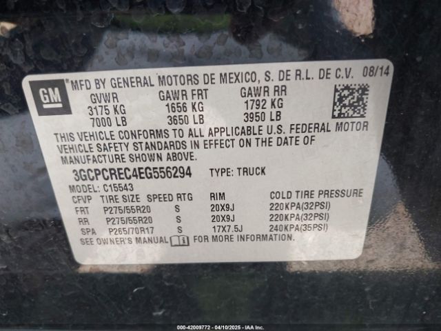 3GCPCREC4EG556294 Chevrolet Silverado 1500 1lt