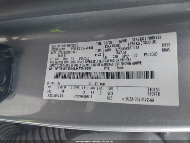 1FTEW1E44LKF54690 Ford F-150 Xlt
